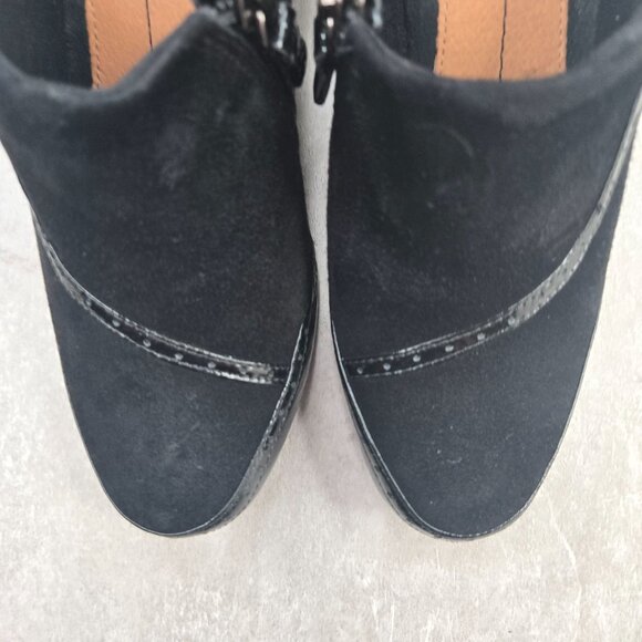 Clarks Comfort Ankle Booties Size 6 Black Suede Preppy Block Heel Shoe Boots - Picture 10 of 12